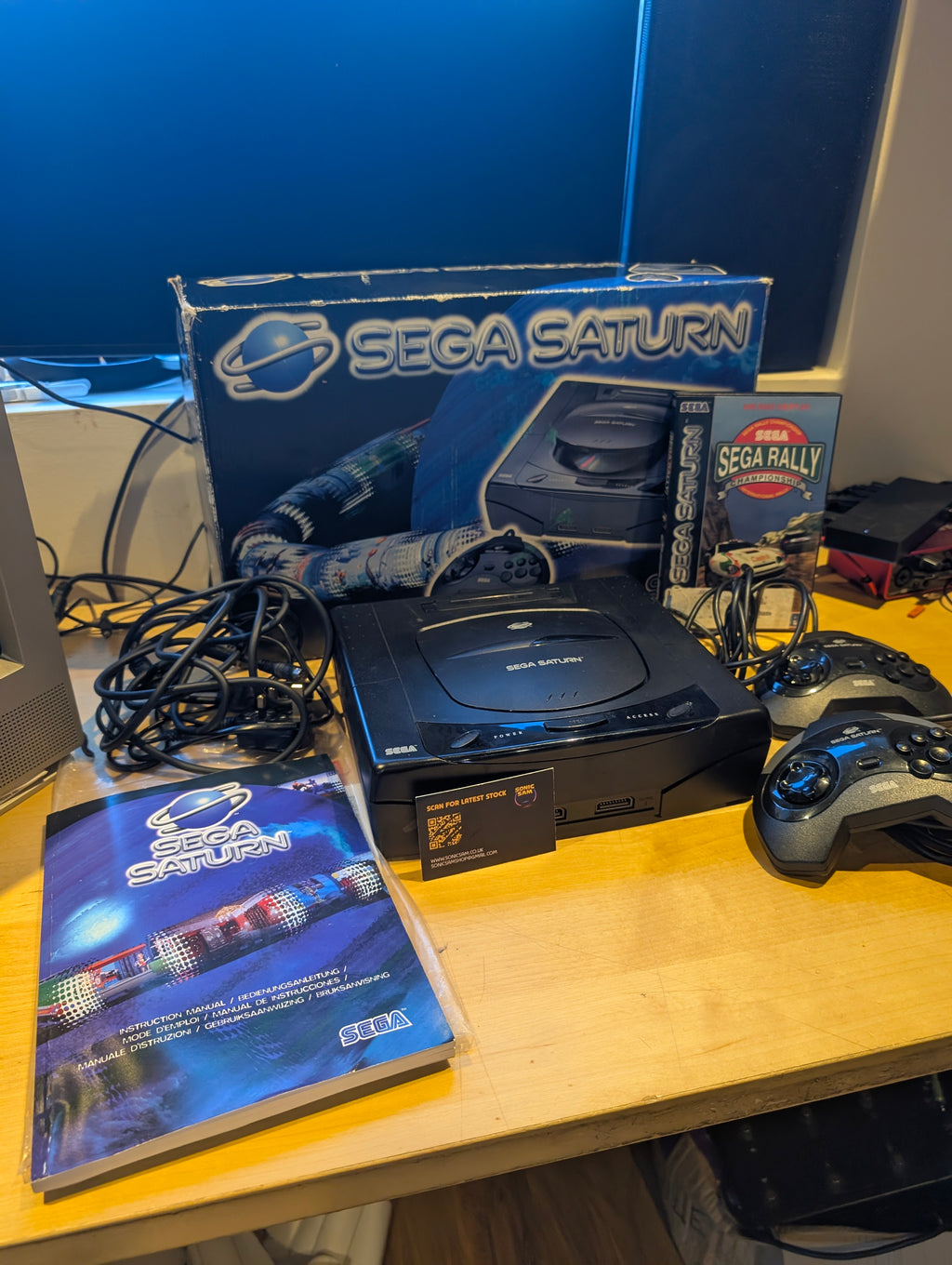 Sega Saturn With Sega Rally - Boxed with Cables & Games - Tested & Working