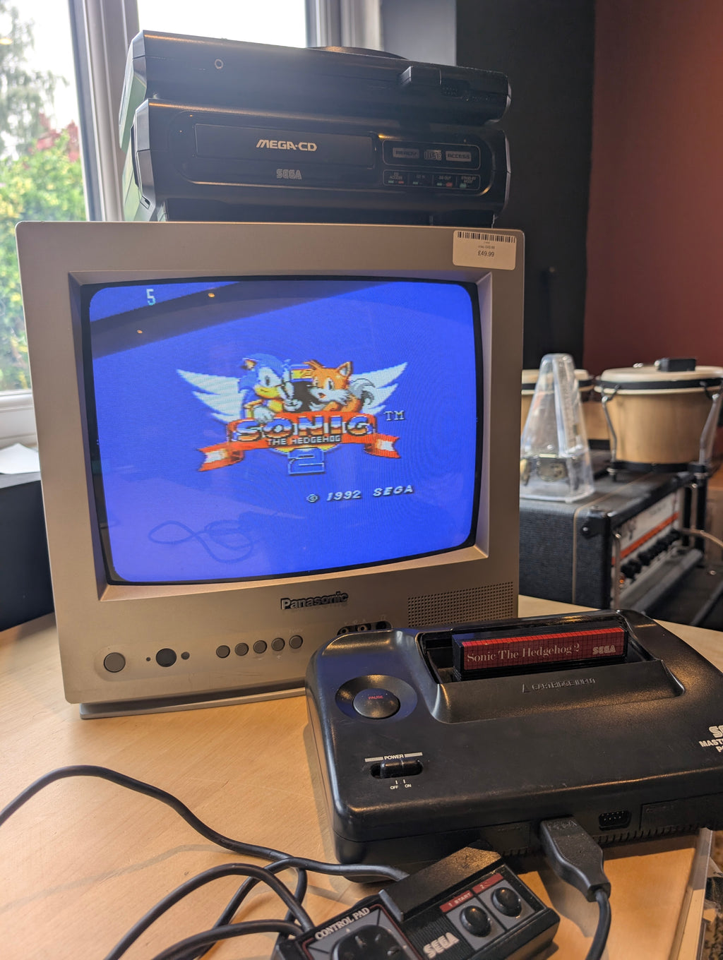 Sega Master System II Console Bundle - Alex Kidd Built-In - 2 Games - Tested